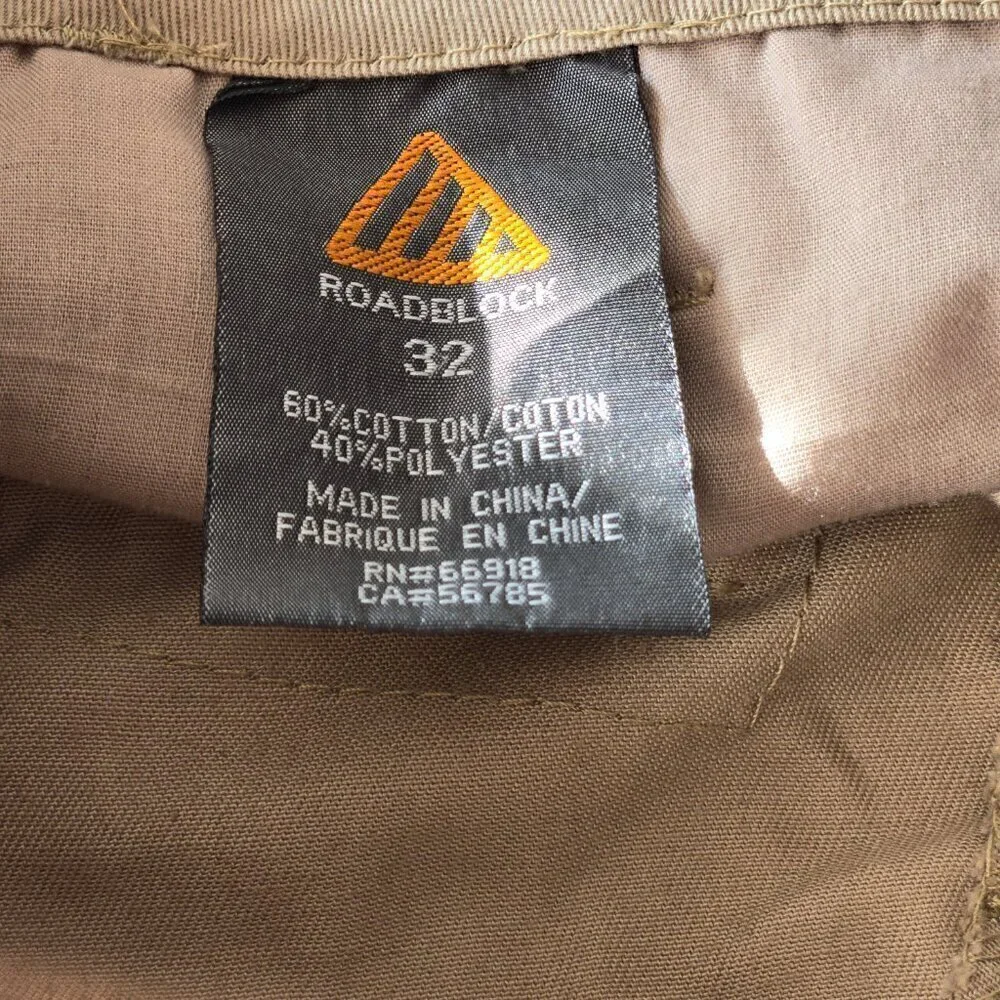 Roadblock Men's Khaki Cargo Multi-Pocket Shorts Size 32